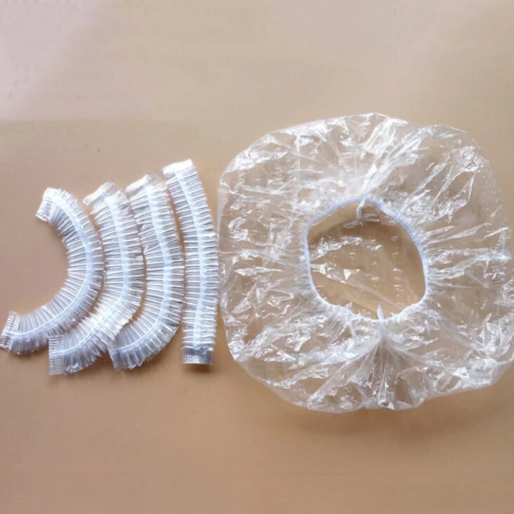 100 Pieces Disposable Shower Headphones Waterproof Elastic Doors, Multifunctional Bathroom Headphone, Food Cover for Keeping Freshness