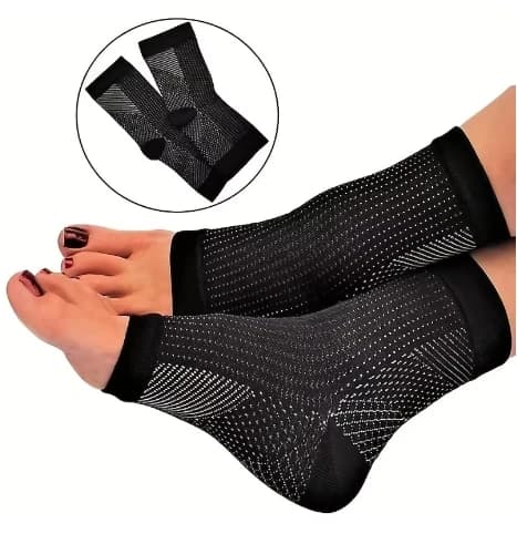 2 paia di calzini a compressione per supporto alla caviglia, design a punta aperta per alleviare il dolore alla fascite plantare