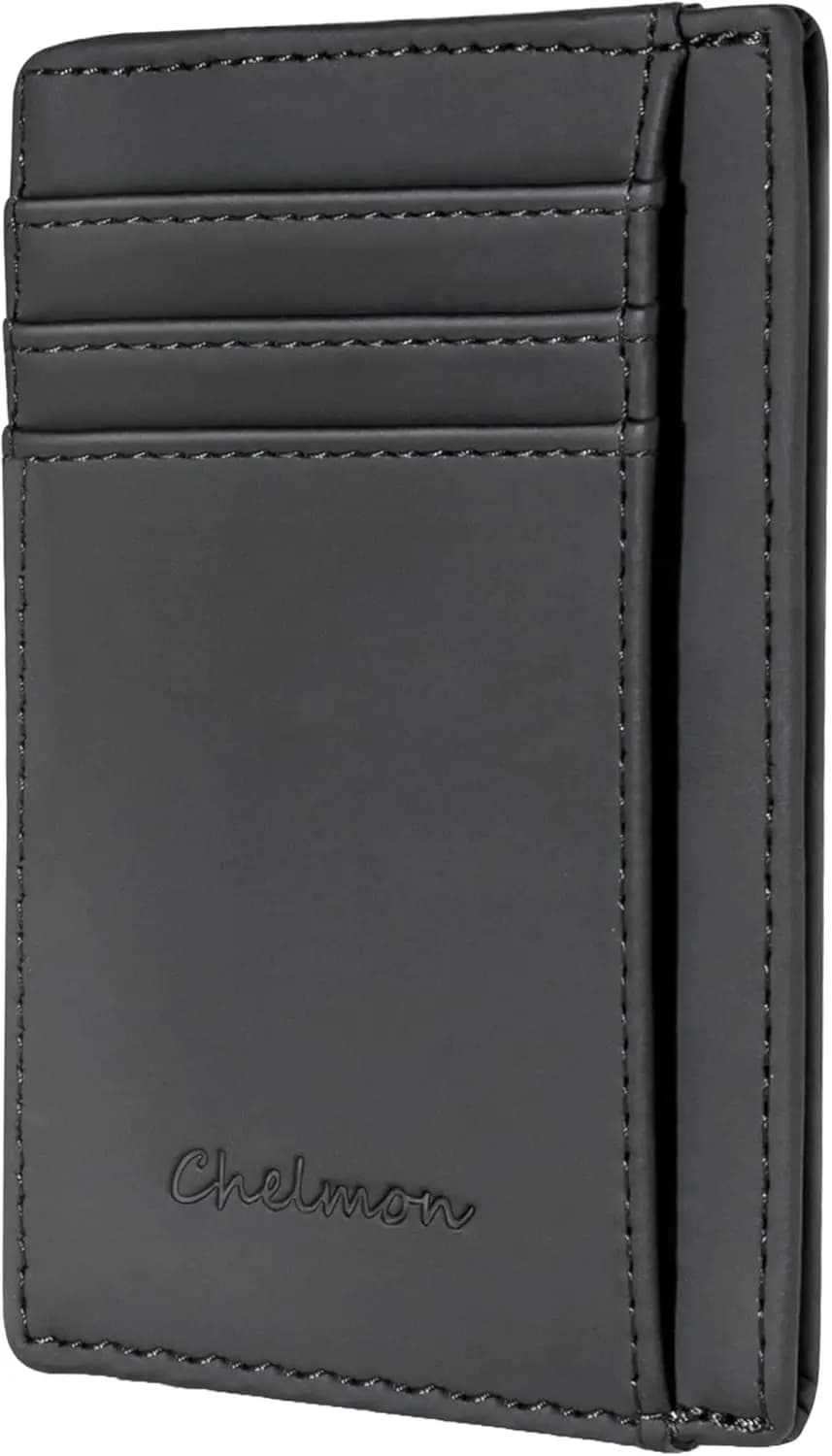 Portafoglio sottile e minimalista da tasca frontale per uomo, porta carte di credito con blocco RFID