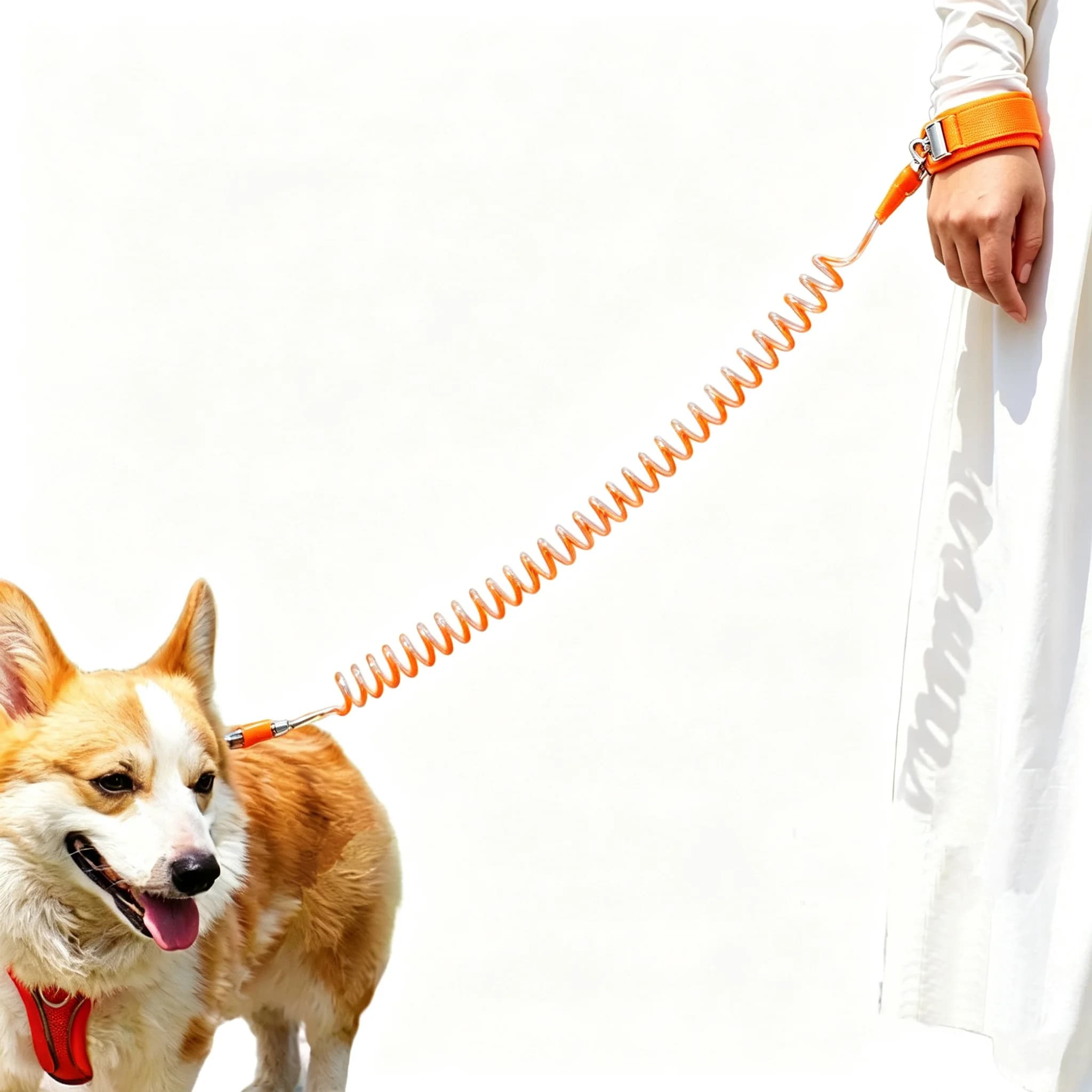 Hands Free Dog Leash Reflective Retractable Spring Pet Traction Rope, Soft Padded Wristband, Built-in Steel Wire for Small Dogs