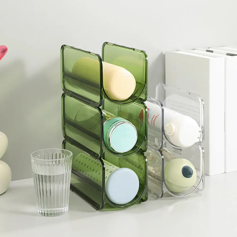 Set of 2 Multi-Level Glass Holders, Water Bottle Organizer, Stable Kitchen Cabinet Container, Vacuum Bottle Holder