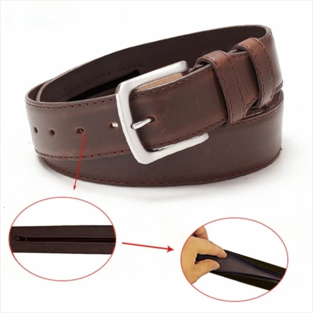 Imitation Leather Anti Theft Belt Buckle Black Men Cash Belt Brown Length 115/125cm Hidden Money Belt Money Protection