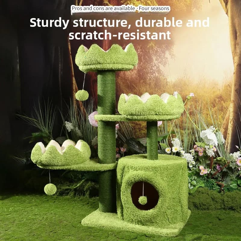 Cat Trees Cat Climbing Frame For Indoor Cats Multi-Level With Scratching Posts Cat Tower Padded Top Perches and Condo