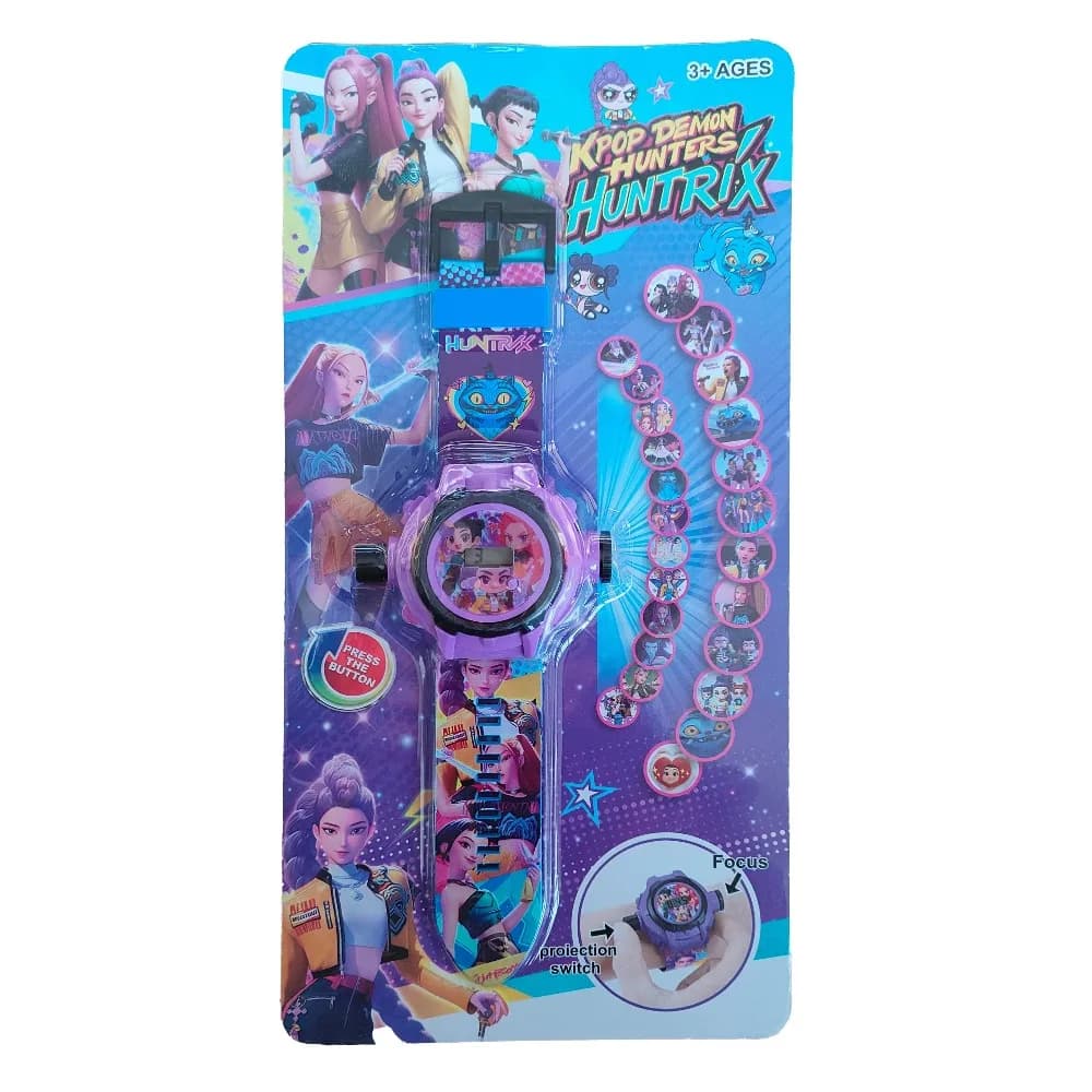 Nuovo orologio proiettore K-POP Devil Hunter per bambini, orologio elettronico multifunzione con cinturino giocattolo, regalo di compleanno
