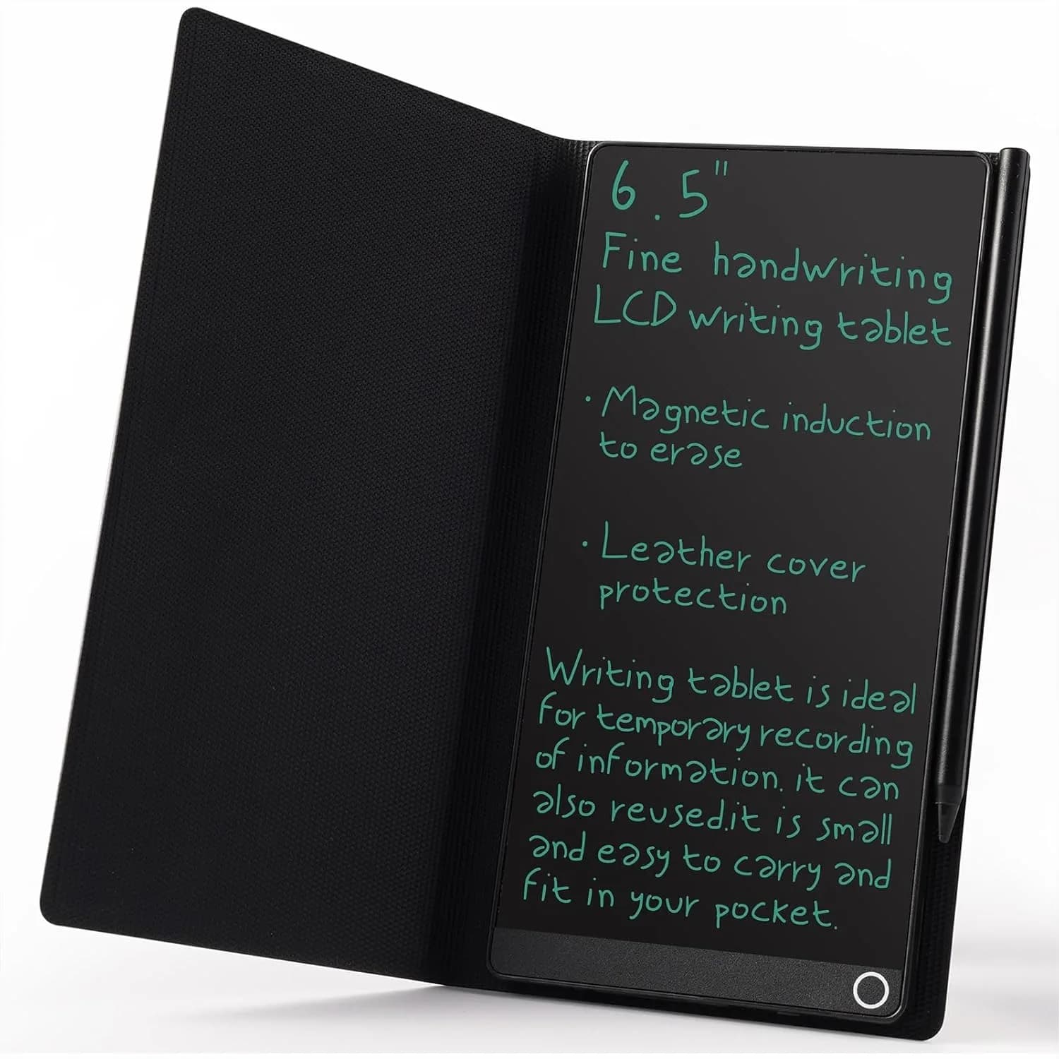 Tablet LCD da 6,5 Pollici per Adulti, Mini Blocco Note Digitale con Sensore Hall e Custodia in Pelle, Portatile per Ufficio e Studio