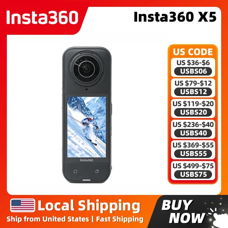 Insta360 X5 Standard Bundle 8K30fps 360 Video with Dual 1/1.28" Sensors 360° Action Camera 208 Mins Battery Life