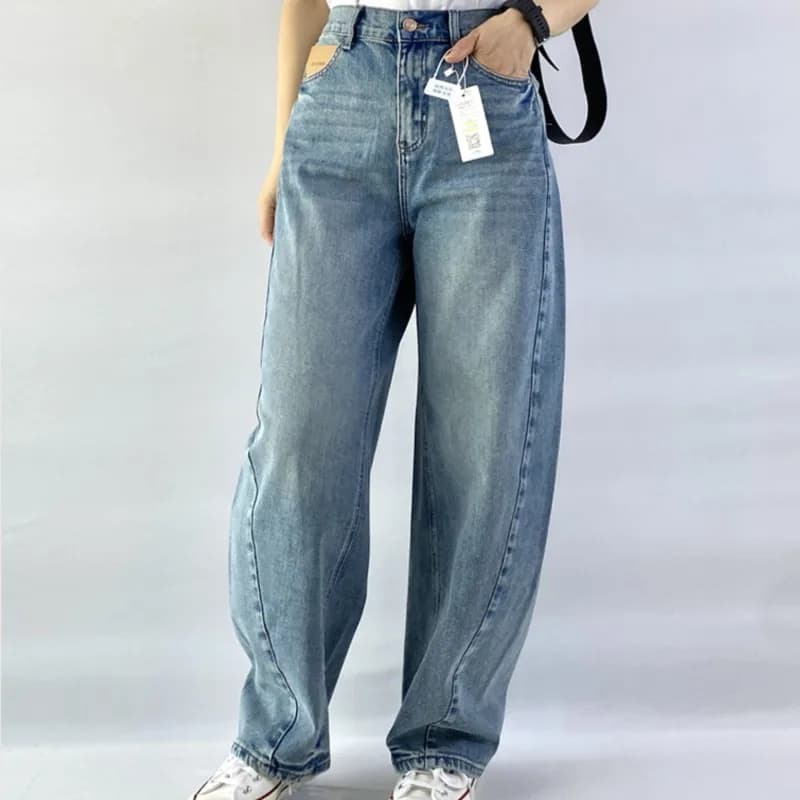 2025 Primavera Autunno Boyfriend Jeans Nuovo 100 kg Design Premium Curvo Plus Size Donna Denim Harem Pantaloni lunghi 107