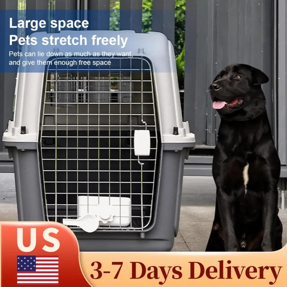 Trasportino Portatile per Animali Domestici Approvato dalle Compagnie Aeree, Lunghezza 84cm/Larghezza 55cm/Altezza 64cm, con Maniglia e Porta in Metallo, per Cuccioli e Gattini