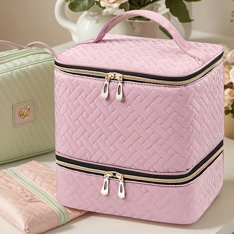 Organizer per Smalti a Doppio Scomparto, Borsa Portatile per Conservazione Smalti, Custodia per Smalti in Gel, Organizzatore per Kit Unghie