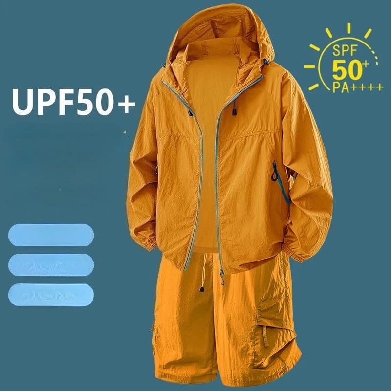 Fitness Jacket Quick Drying Breathable Sets UPF50+ Sun Protection Tracksuit Casual Sport Ice Silk Set Outdoor Jogging Training