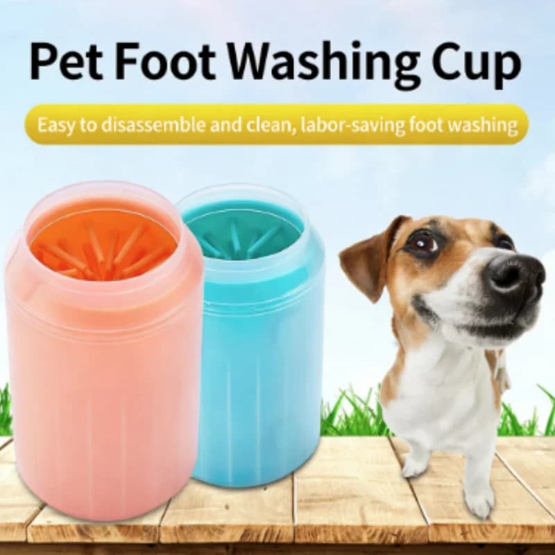 Pulitore per Zampe di Animali Domestici Personalizzato, Spazzola Morbida in Silicone per la Pulizia delle Zampe, Lavazampe Portatile per Cani con Asciugamano - Secchio per Animali Domestici per una Facile Pulizia