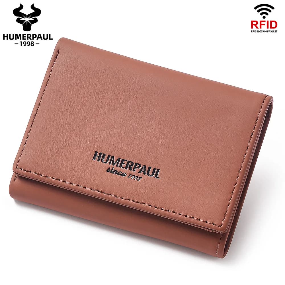 HUMERPAUL Portafoglio in vera pelle Porta carte bifold bifold con tasca con cerniera Organizzatore di monete per contanti RFID per uomo