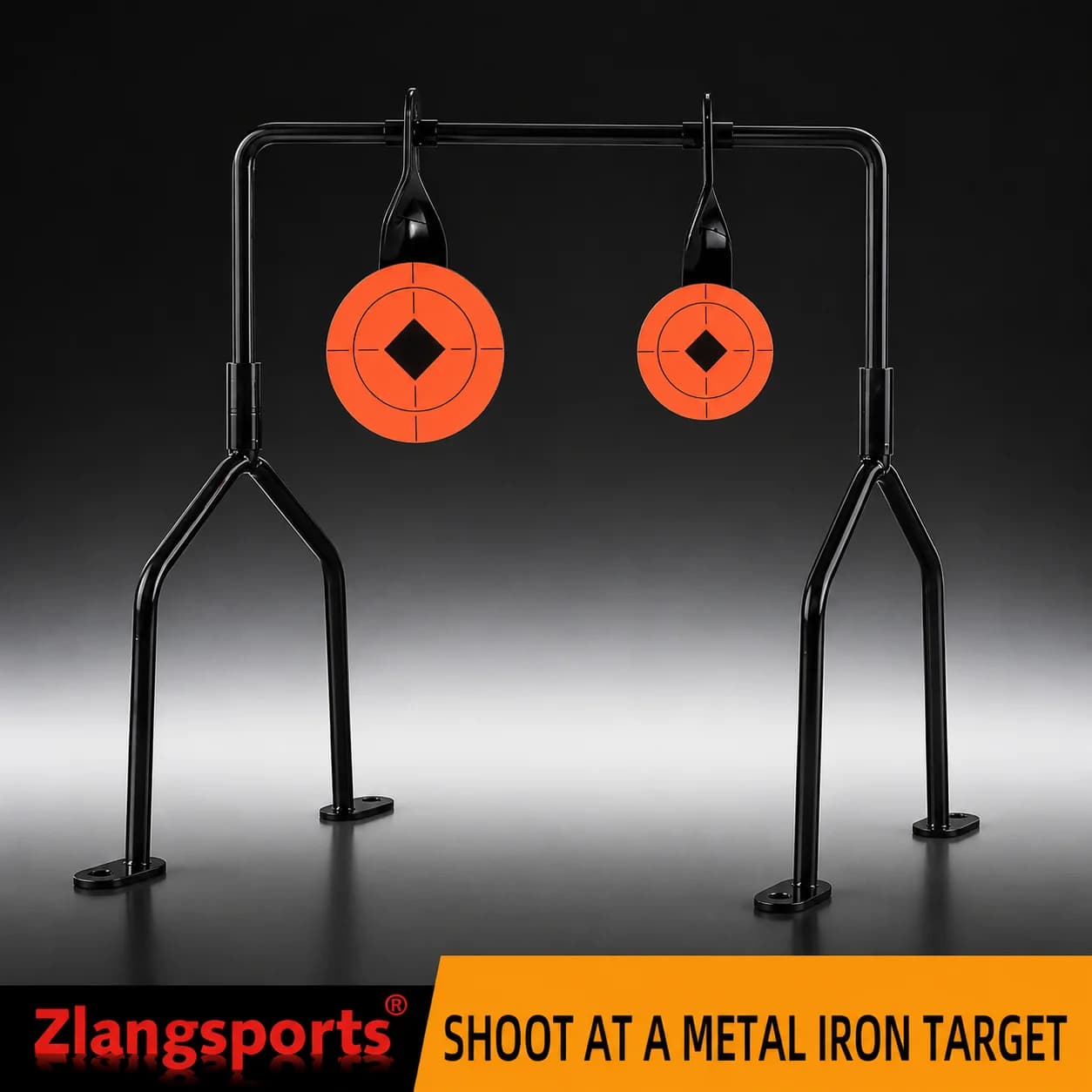 Zlangsports Self‑Reset Spinning Metal Target Stand 2 Hanging Targets for Airsoft Air Rifle & Air Pistol Shooting Practice