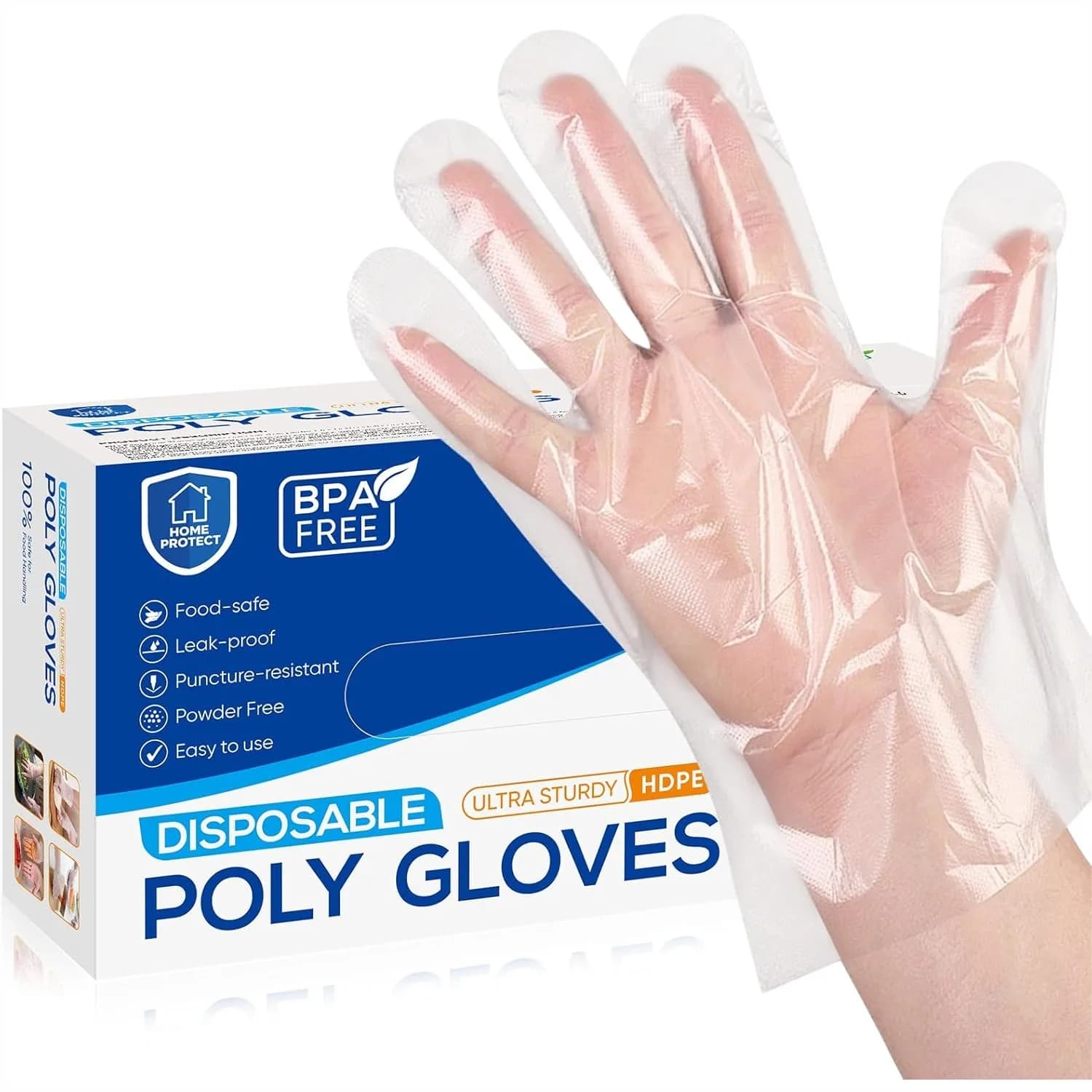 Guanti monouso per servizio alimentare da 500 pezzi, guanti in plastica premium per la preparazione degli alimenti, senza BPA/lattice, resistenti agli strappi, per uso alimentare, taglia unica