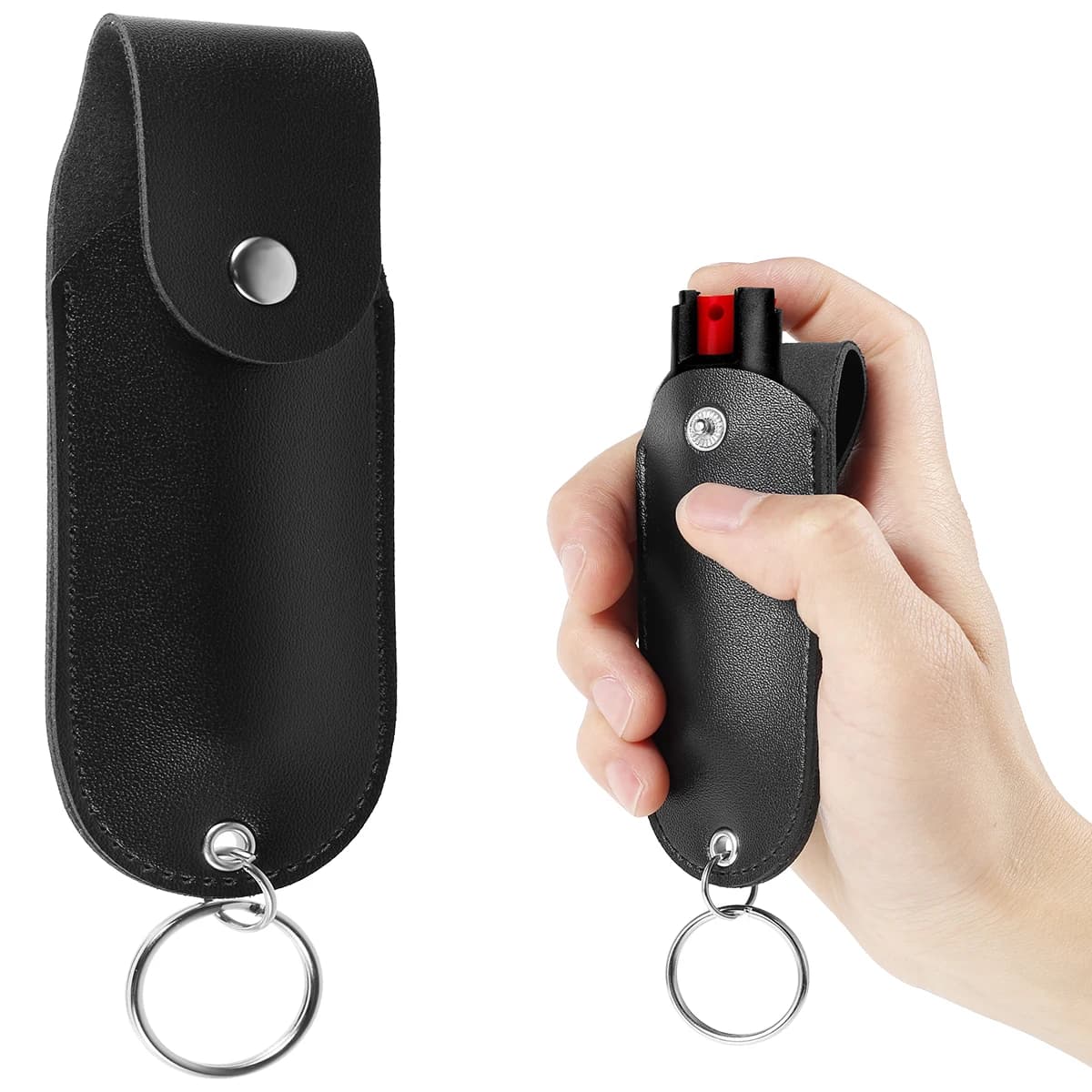 Custodia per spray al pepe Custodia per spray al pepe in pelle PU Mini porta spray portatile per pepe Portachiavi con supporto in pelle spray per autodifesa