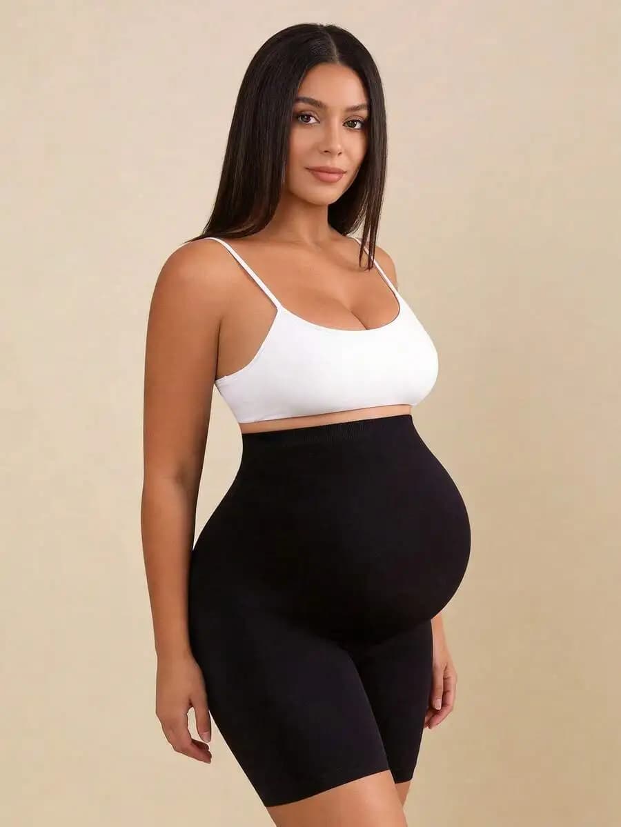 Hart & Haze Maternity Belly Support Knee-Length Shorts, High Elasticity Solid Color Briefs, Lifting, Shaping, Slimming