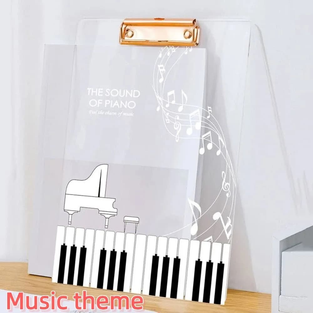 Portablocco a tema musicale, trasparente, spesso, per scrittura, tavoletta per scrittura, cartella creativa A4