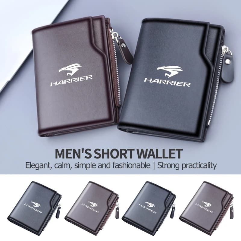 Men Leather Credit Card Case Holder Zipper Wallet Auto Accessories For Toyota Harrier 80 30 60 XU30 XU60 Venza 2020 2021