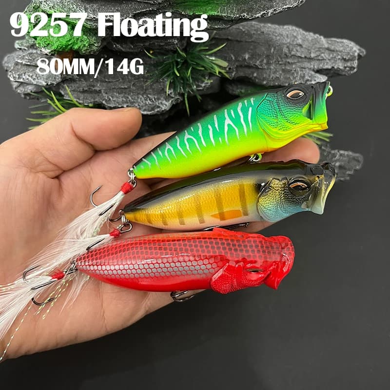 14G 80MM Floating Popper Fishing Lures Jerkbait Wobblers Fresh Saltwater Trout Bass Artificial Hard Baits Fishing Accessories