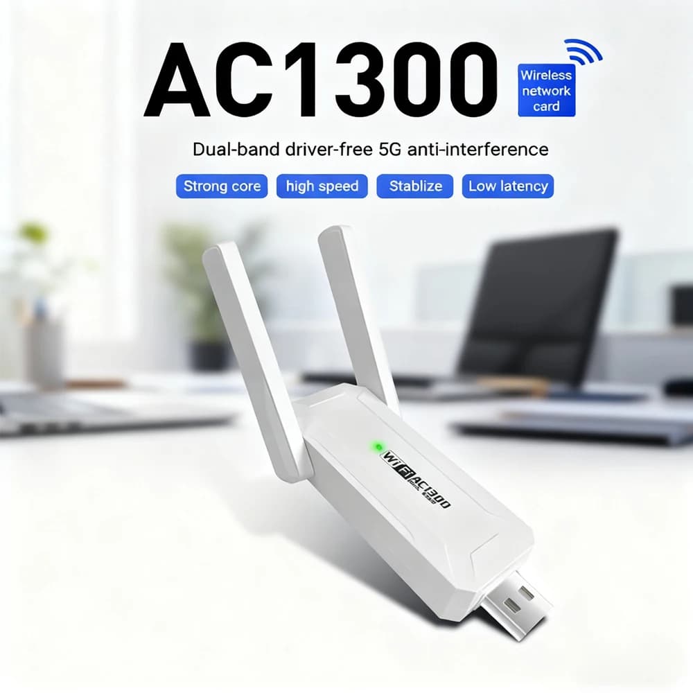 WALRAM WiFi 5 Adattatore USB Wireless Dual Band 5G 2.4G USB3.0 1300Mbps Bluetooth 5.0 Antenna Wifi Dongle Scheda di Rete Per Win10/11