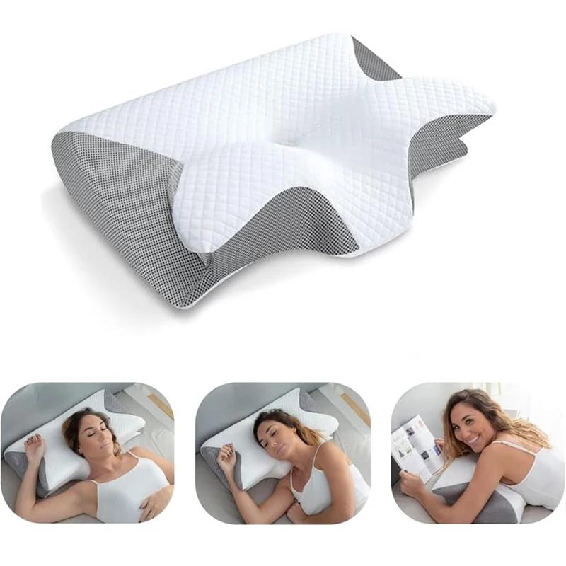 1 piece memory foam cervical cushion, ergonomic orthopedic cushion 2 in 1 for neck pain, shaped support cushions, neck cushion