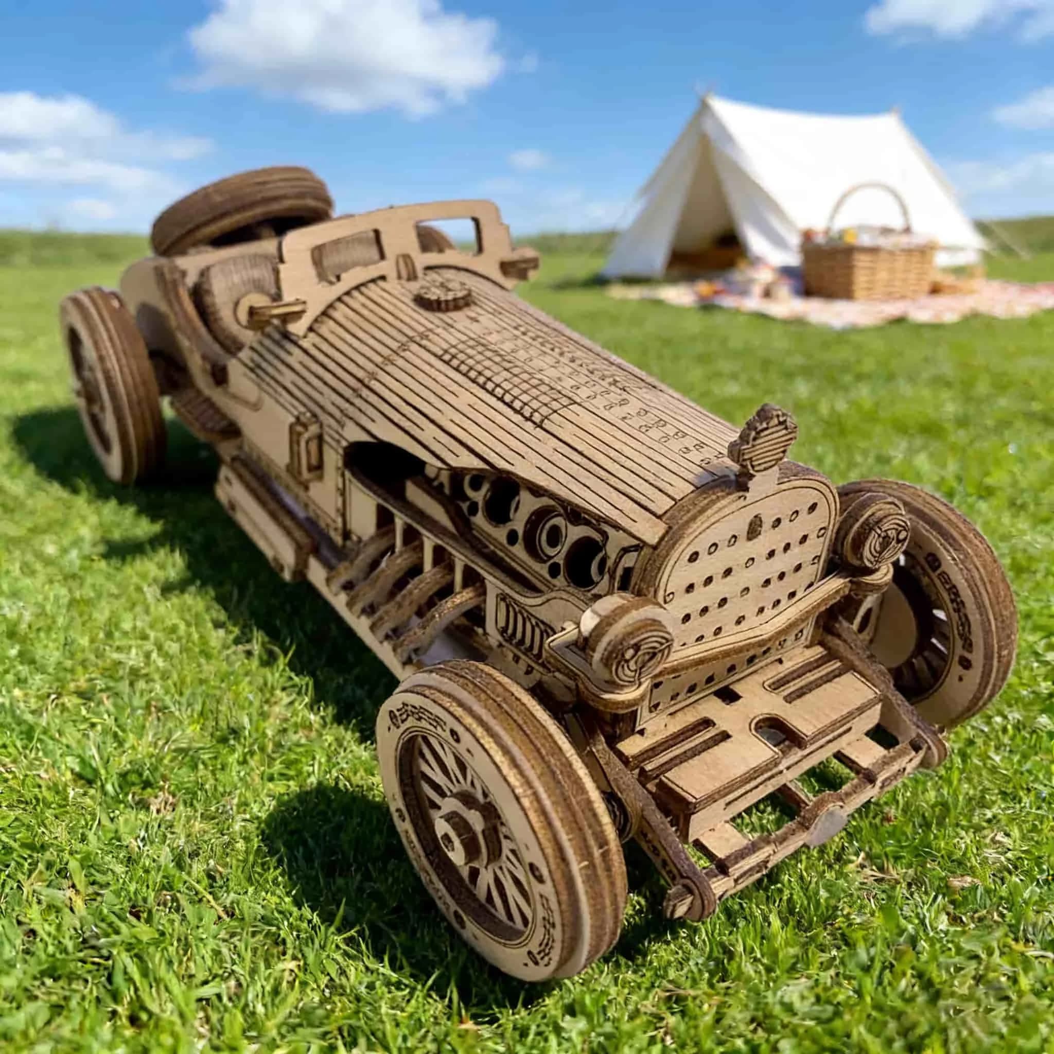 Puzzle 3D in legno fai-da-te Kit modello di auto sportiva antica Regalo creativo di compleanno o per le vacanze Giocattolo educativo Squisitamente progettato