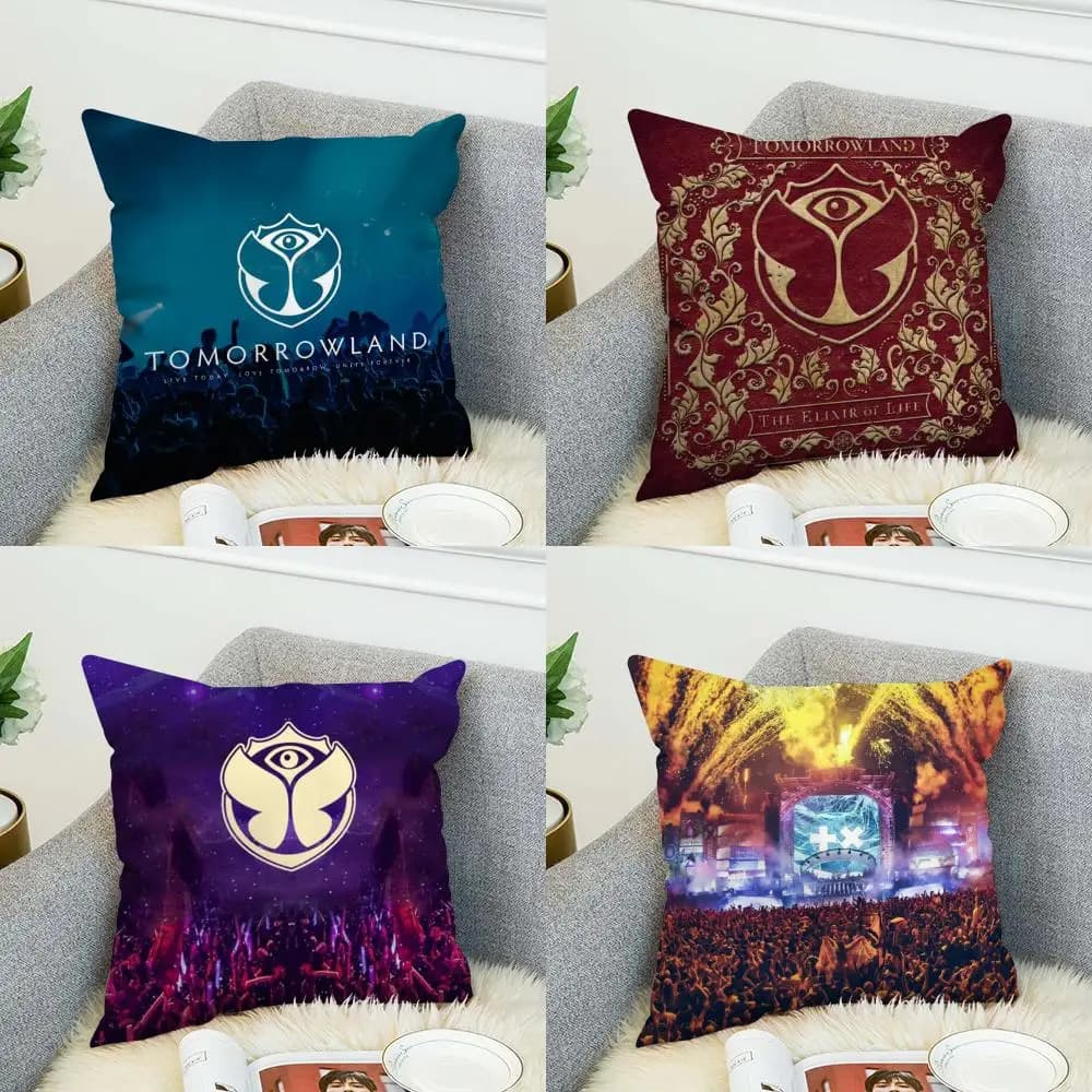 TOMORROWLAND Music Festival Pillow Case For Car Sofa Decorative Home Double-sided Print Plush Square Throw Pillow Cushion Cover