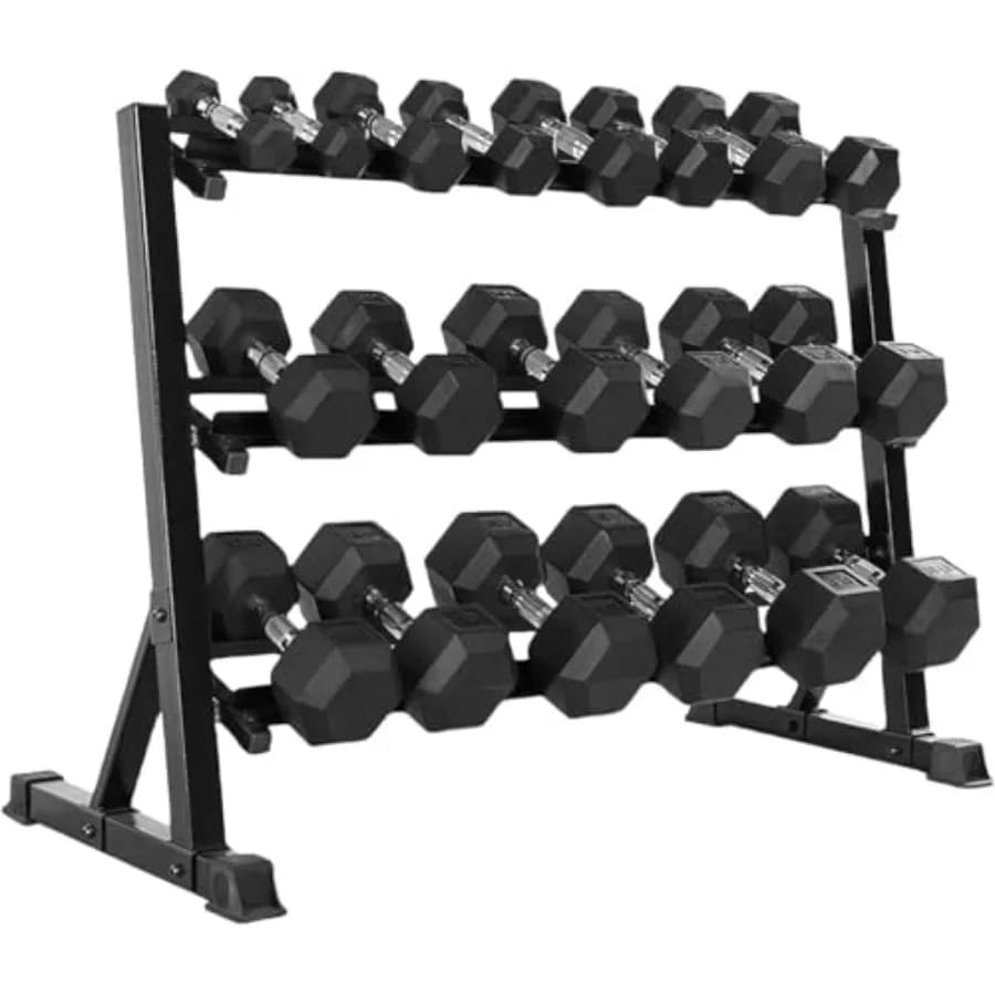 Set di manubri esagonali in gomma con supporto - Pesi regolabili da 350/450/550 libbre per allenamento di forza a casa, fitness, neri, resistenti
