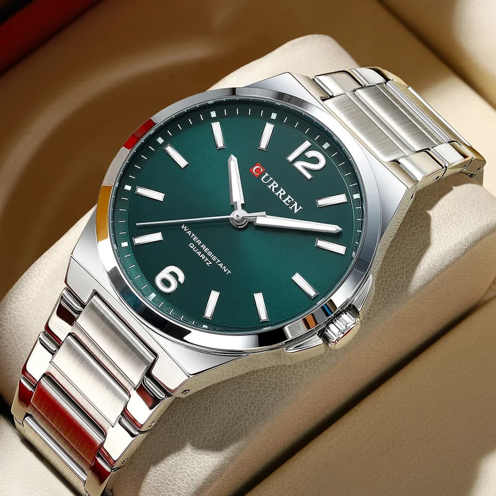 CURREN Fashionable Square Business Men's Watches Stainless Steel Strap Luminous Quartz Watch Men's Watch Reloj Hombre