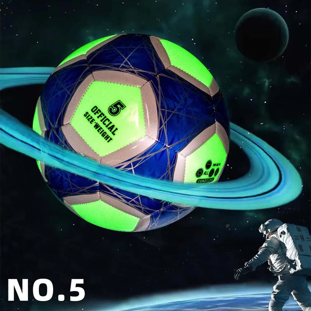 PSYCHE Luminous Soccer Ball Night Outdoor Sports Glowing Standard Football Size 5 PU Leather Wear Resistant Waterproof Football