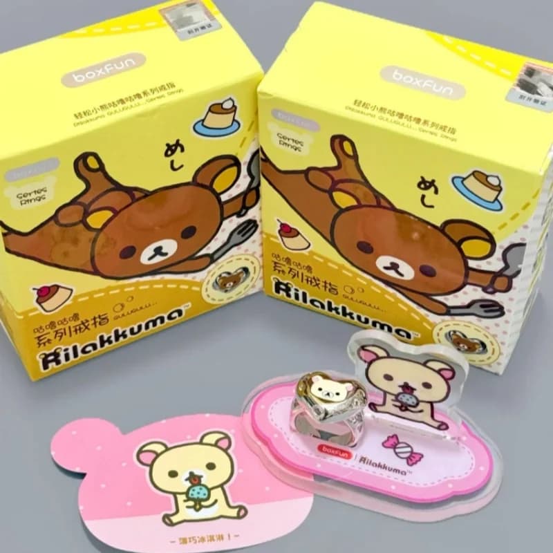 Maihe Rilakkuma Cartoon Ring Blind Box Trendy Collectible Figure Fashion Jewelry Pearl Zircon Decor Birthday Gift For Women