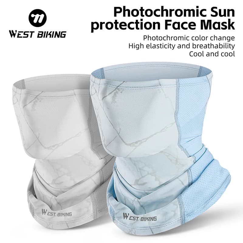 WEST BIKING Photochromic Sun Protection Cycling Mask Breathable Summer Cool Bicycle Headgear UPF50+ Moisture Wicking Bike Mask