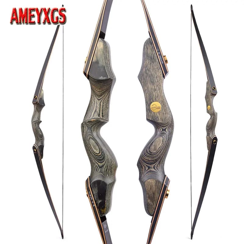 Arco lungo da 60 pollici 25/30/35/40/45/50 libbre Arco da caccia per tiro con l'arco 15 "Tech Wood Riser Takedown Arco diviso Bersaglio da tiro a mano destra