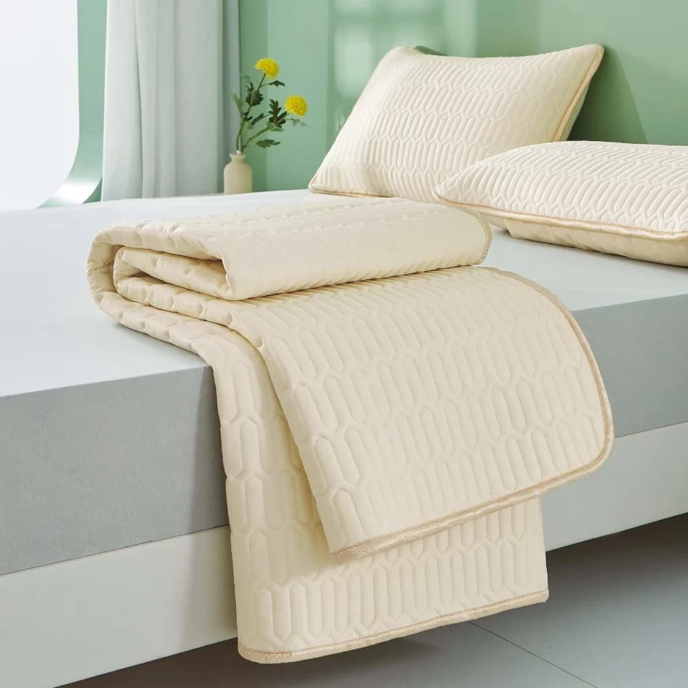 Latex Cool Feeling Mattress Cover Anti-wrinkle Breathable Summer Sleeping Mat Edge-trimmed Quilted Bed Sheet Cooling Pad Bedroom