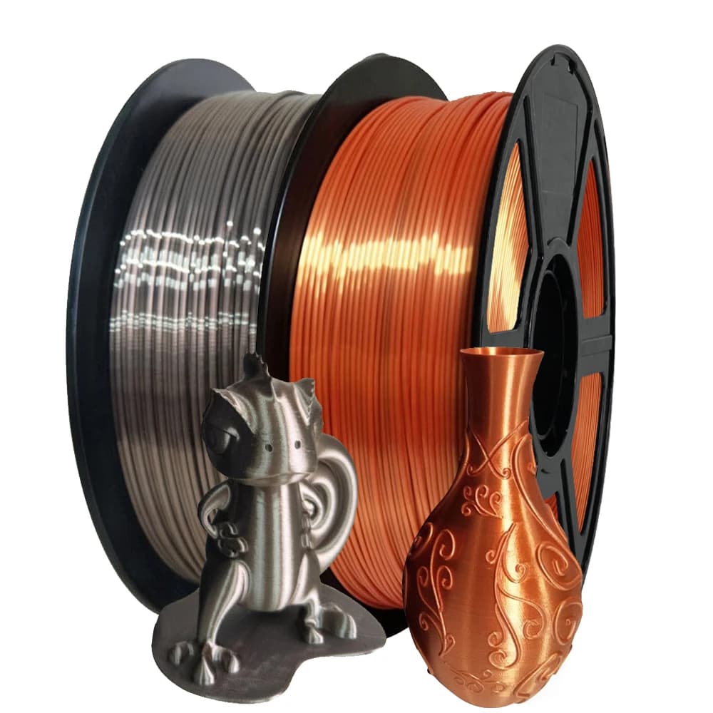 3D Printer Filament in Rose Gold and Orange Silk 250 g 1,75 mm, Silk PLA type, bright colors, without bubbles, compatible with FDM printers