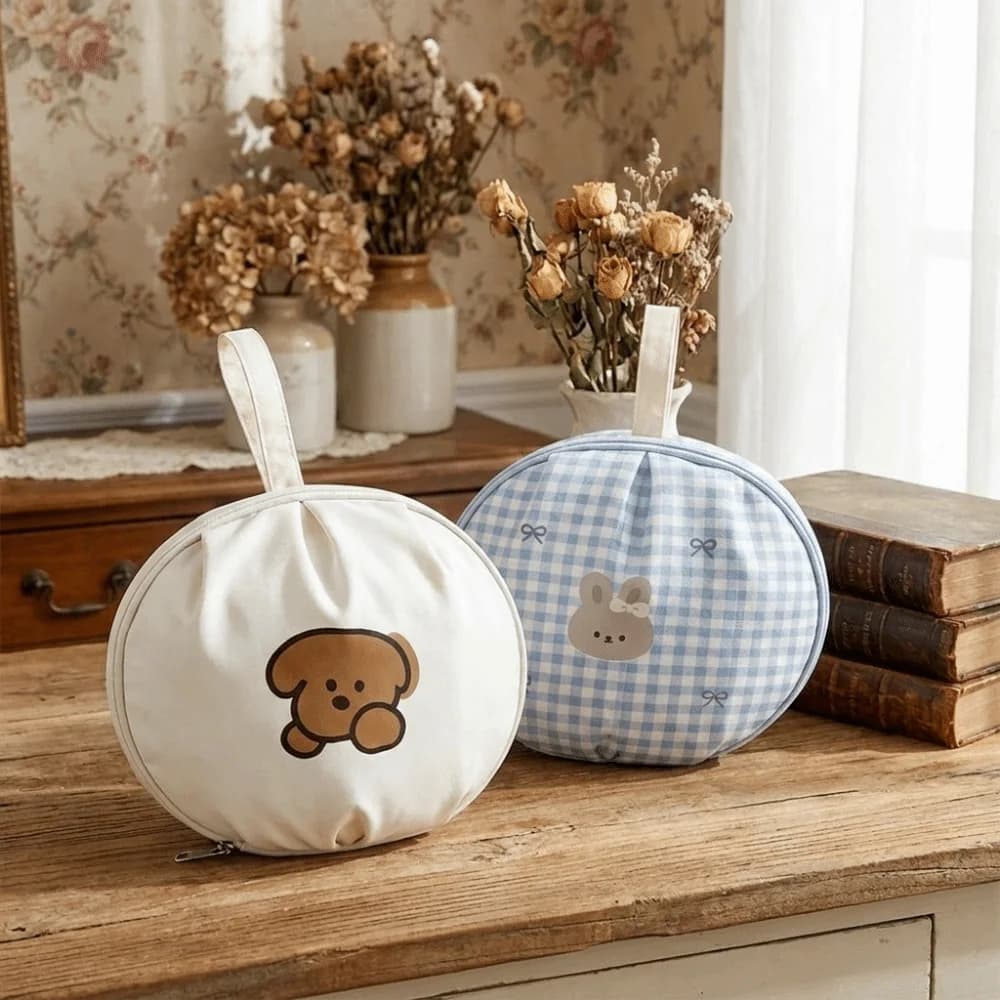Cartoon Portable Underwear Organizer Bag Handheld Multiple Compartments Intimate Clothes Bag Zipper Closure Large Capacity