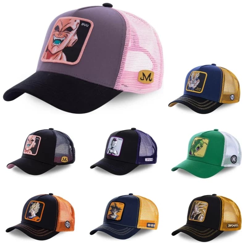 Nuovo Dragon Ball Son Goku Cap Summer Travel Berretto con visiera Ricamo da uomo Hip-Hop Cap Style Visiera parasole Trucker regolabile Berretto a rete
