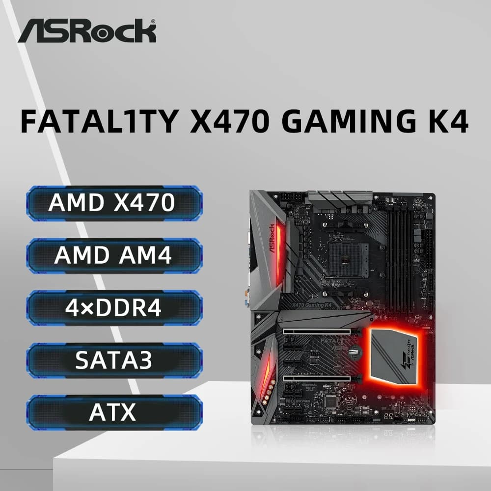 ASRock Fatal1ty X470 GAMING K4 Support motherboard 1600 2700X 1700X 5600X 5700X3D 5800X3D 5800X CPU 4xDDR4 M.2 ATX AM4 Motherboard