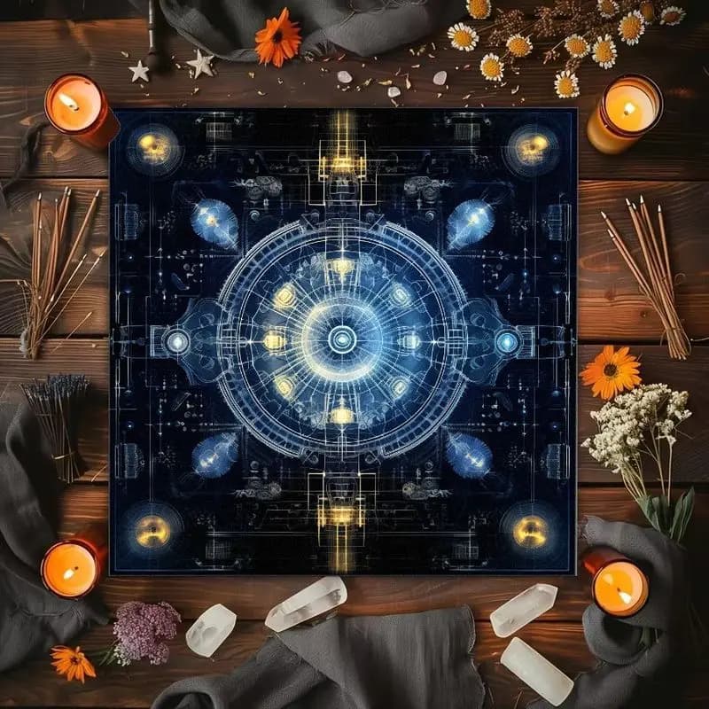 VIKAMA Moon Phase Red Mushroom Tarot Card Tablecloth Mystical Divination Altar Cloth Ceremony for Spiritual Room Decor