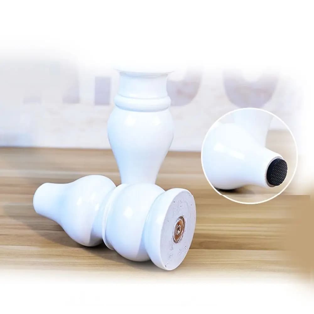 White Solid Wood Furniture Legs with M8 Threaded Stem Easy to Install Cabinet Replacement Legs Mid Century Sofa Legs