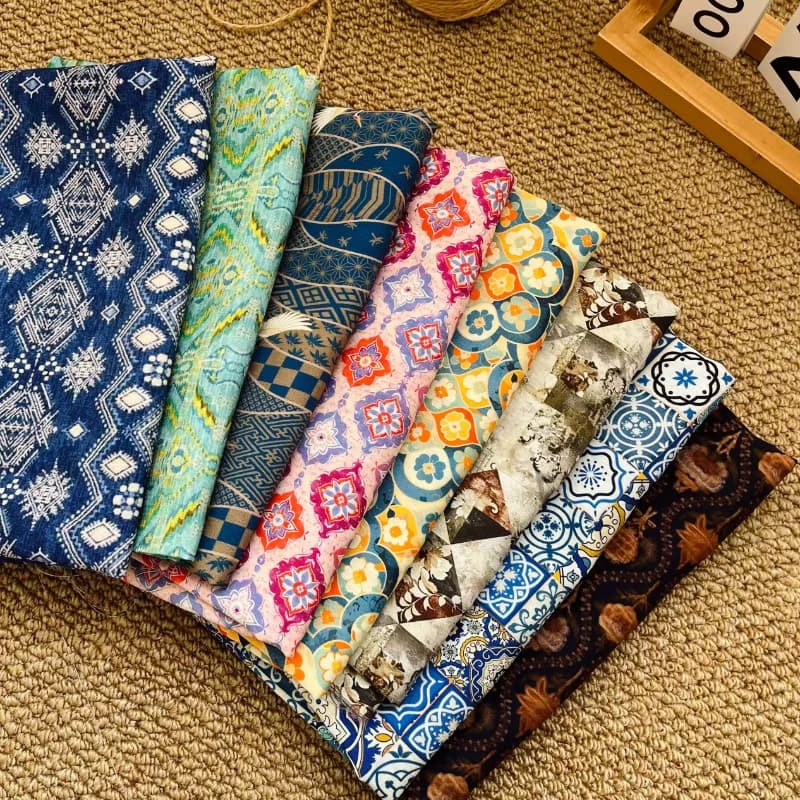 Tessuto in Seta e Lino Stile Etnico 0,5/1M, Stoffa di Cotone Broccato Stampato per Cucito Fai-da-Te, Abiti Cheongsam, Tende, Tovaglie, Copridivani