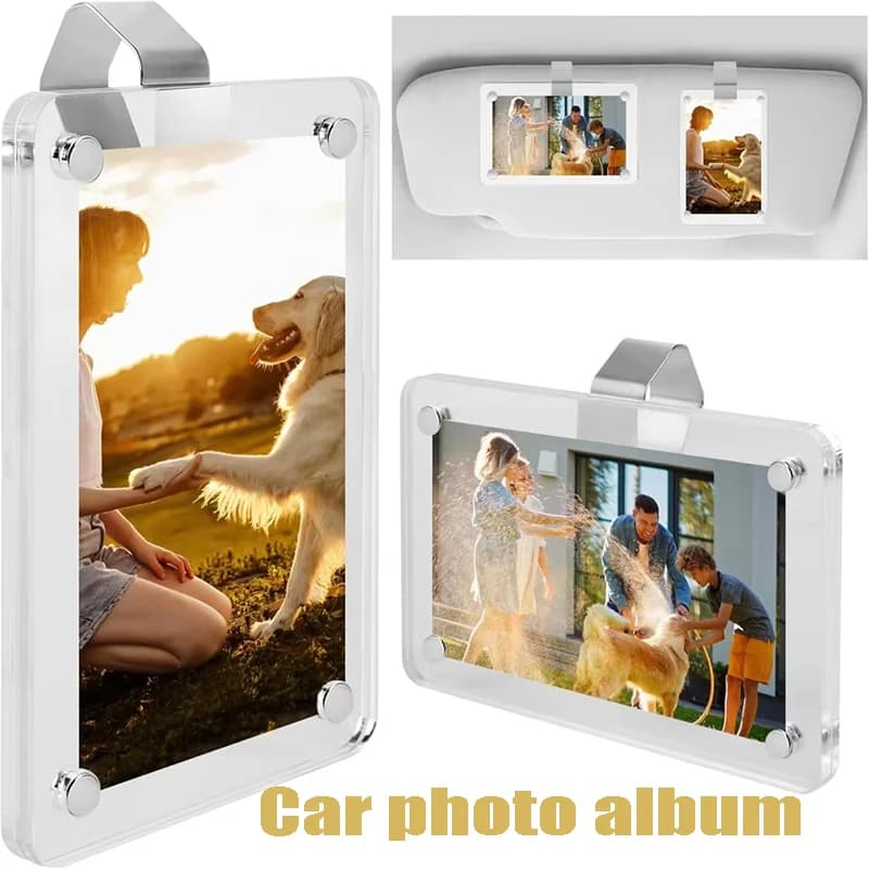 1/2Pcs Magnetic Photo Frame with Clips, 6×9cm Clear Anti-Scratch Anti-Yellowing for Car, Lockers, Photo Wall & Fridge