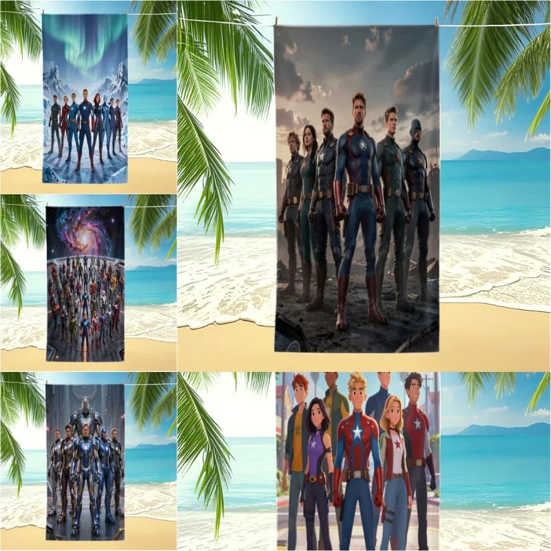 Asciugamano da spiaggia, piscina, campeggio e bagno con motivo Arctic Icefield Superhero Team, ideale per adolescenti, nuoto, viaggi e utilizzo in tutte le stagioni.