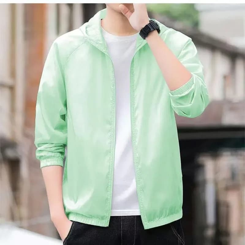 Men's Summer Clothing 2026: New Jacket with Single Color Hood, Solar Protection, for Open Sports, Cycling, Ultra Slim, Elegant, for Fishing