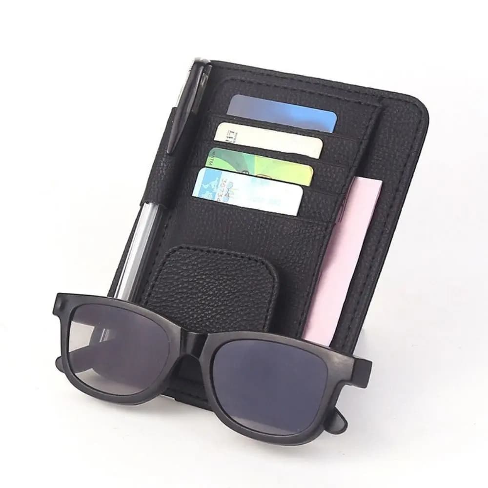 Organizer Multifunzionale per Parasole Auto, Portaocchiali Resistente all'Usura, Clip Universale Multi-Tasca per Carte