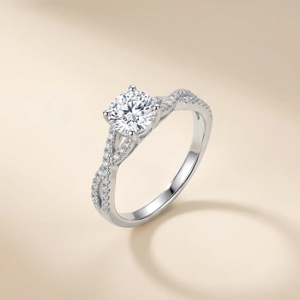 Set di Anelli di Fidanzamento Placcati con Zirconia Cubica Solitaria | Fede nuziale regolabile da donna