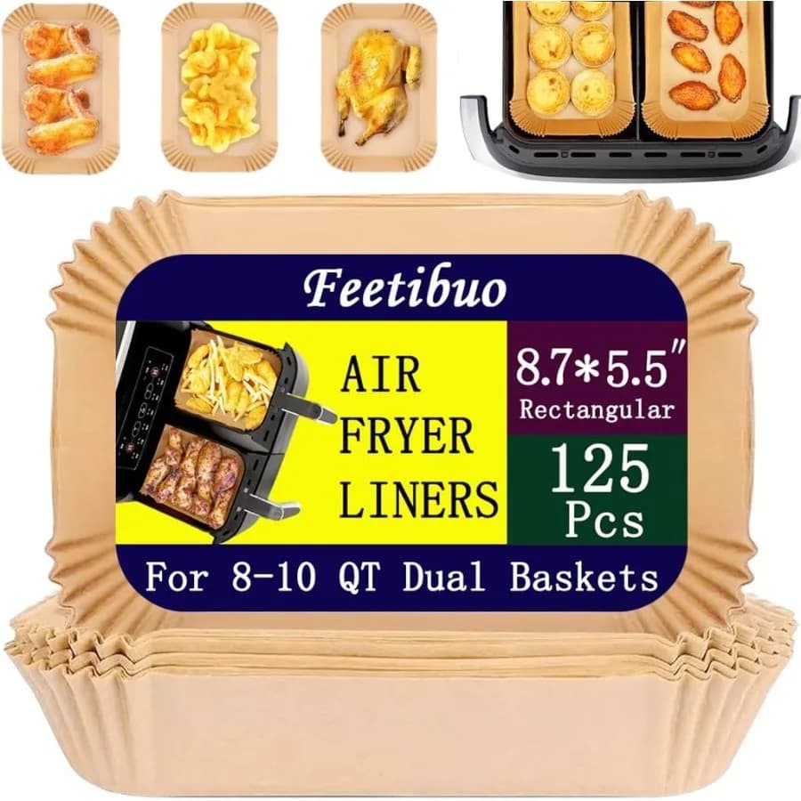 carta pergamena per friggitrice ad aria8.7 5.5ih fodere per friggitrice ad aria rettangolari usa e getta 125 pezzi fodere antiaderenti per friggitrice ad aria rettangolo libero di
