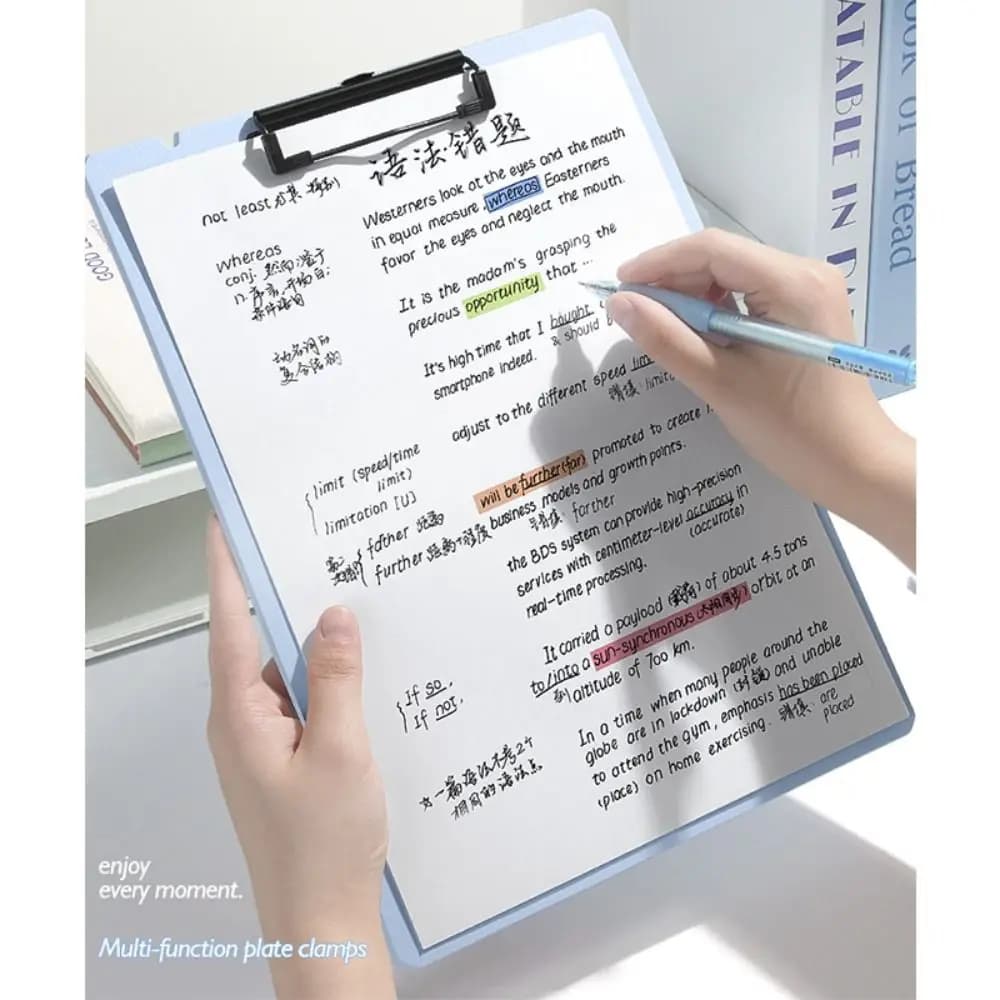 Cartella di file A4 in plastica semplice, addensata, appendibile, per riporre appunti, blocco note, regalo/prezzese