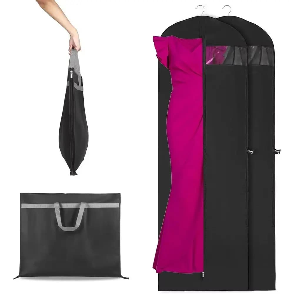 Borsa Porta Abiti Lunga per Abito da Sposa con Maniglia e Finestra Trasparente per Viaggi e Conservazione