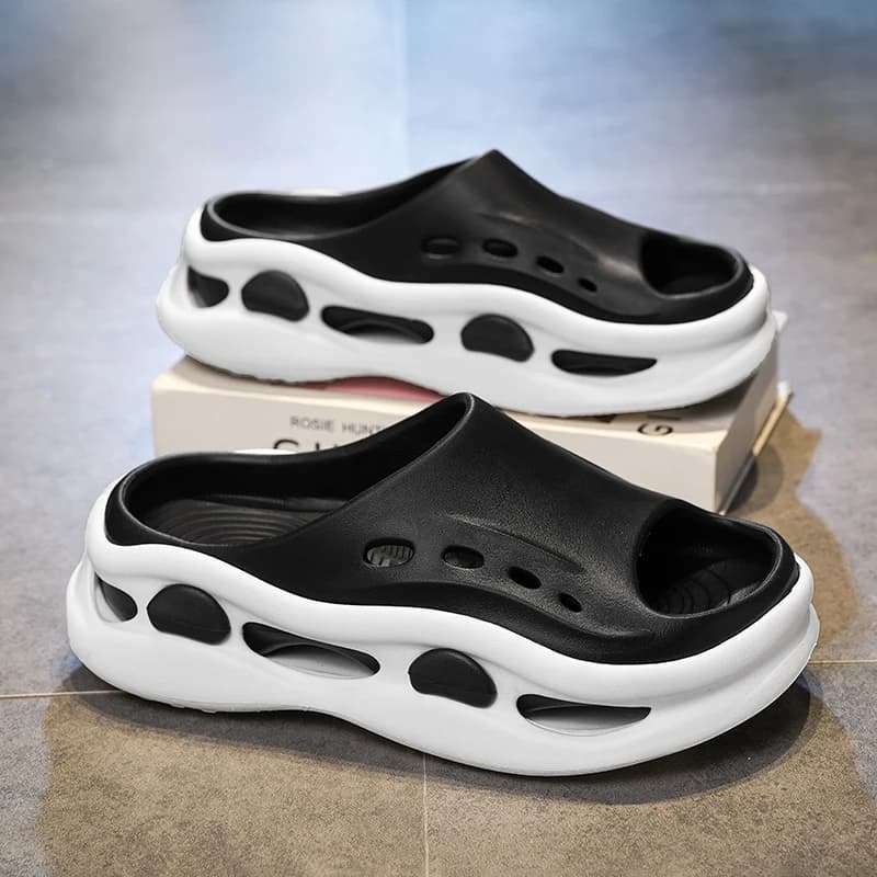 Men's summer new slippers thick soled elastic lightweight casual sandals outdoor fashionable and comfortable one-piece slippers